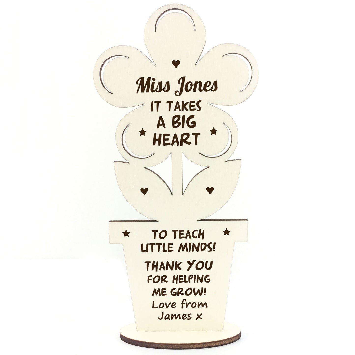 Personalised Wooden Flower Teacher Gift TA School Nursery Gift