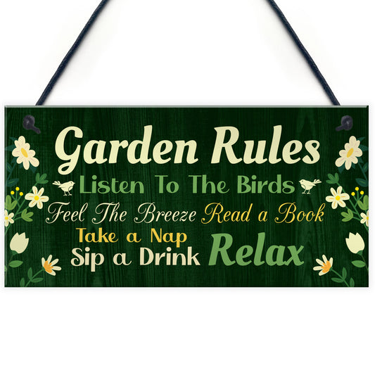 Garden Signs Outside Garden Rules Sign Novelty Hanging Plaque