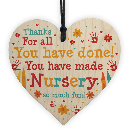 Leaving Nursery Gift Wooden Heart Thank You Nursery Teacher Gift