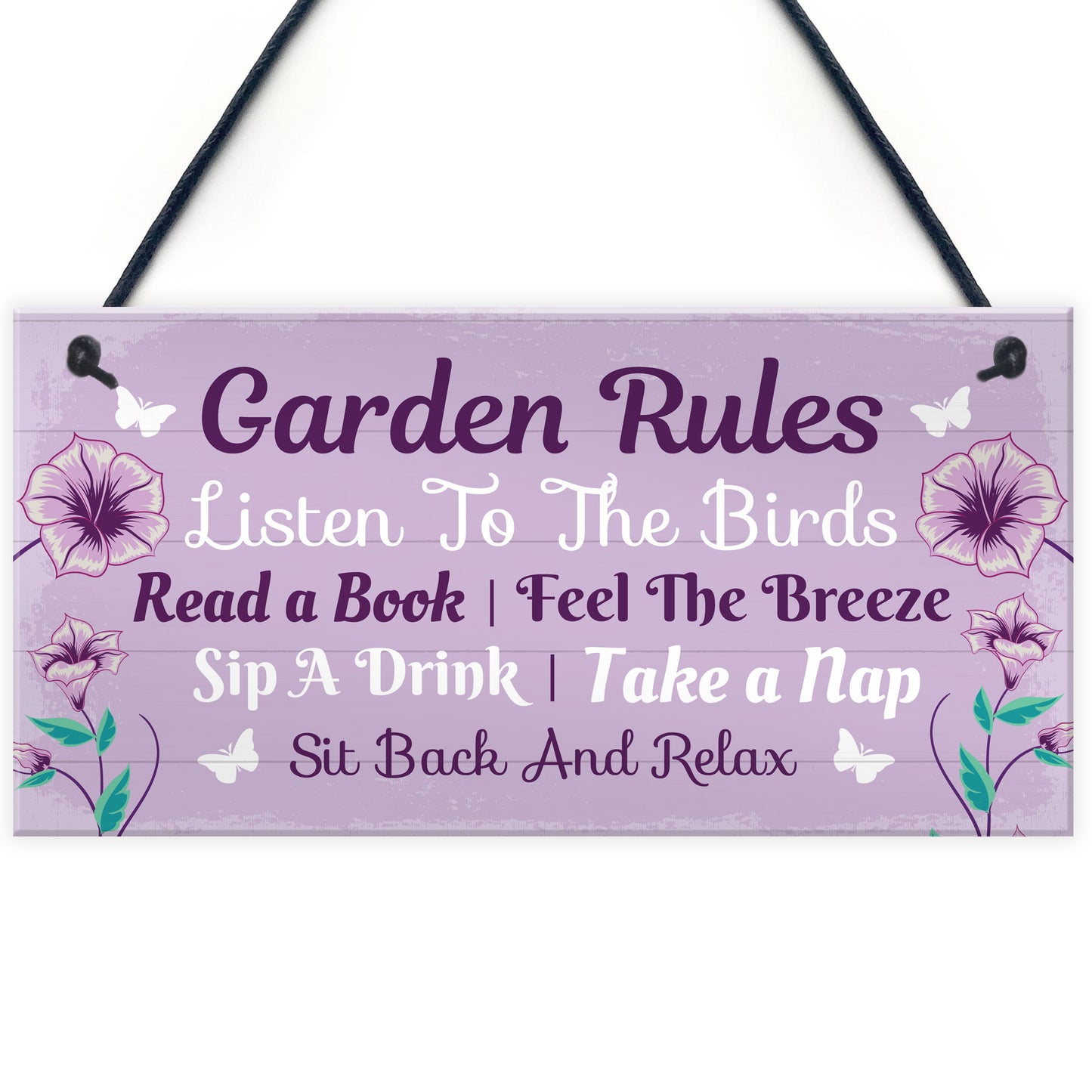 Garden Rules Novelty Hanging Plaque Summer House Accessories