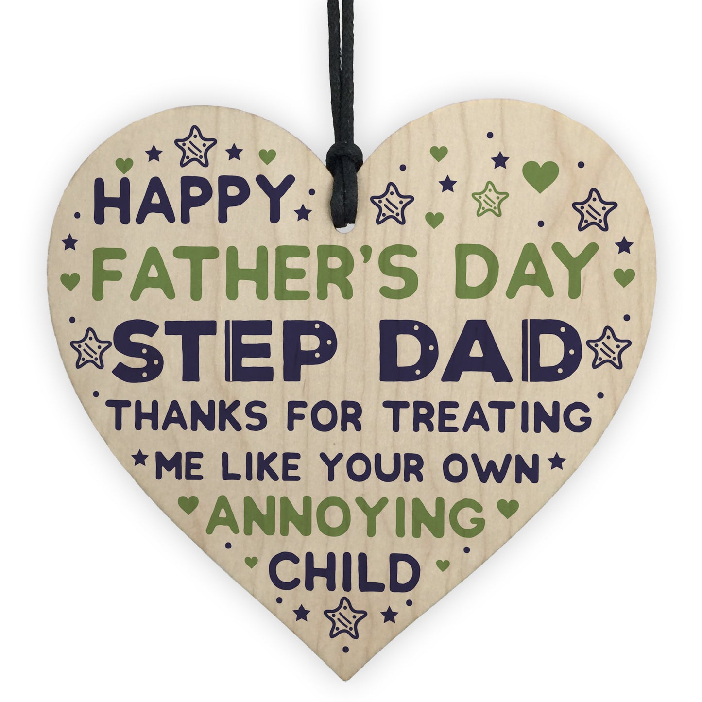 Step Dad Fathers Day Gifts Wooden Heart Funny Fathers Day Card