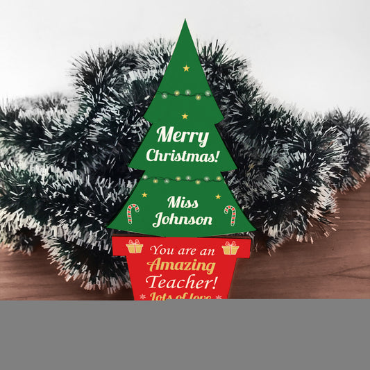 Christmas Gift For Teacher Wooden Tree Personalised Thank You