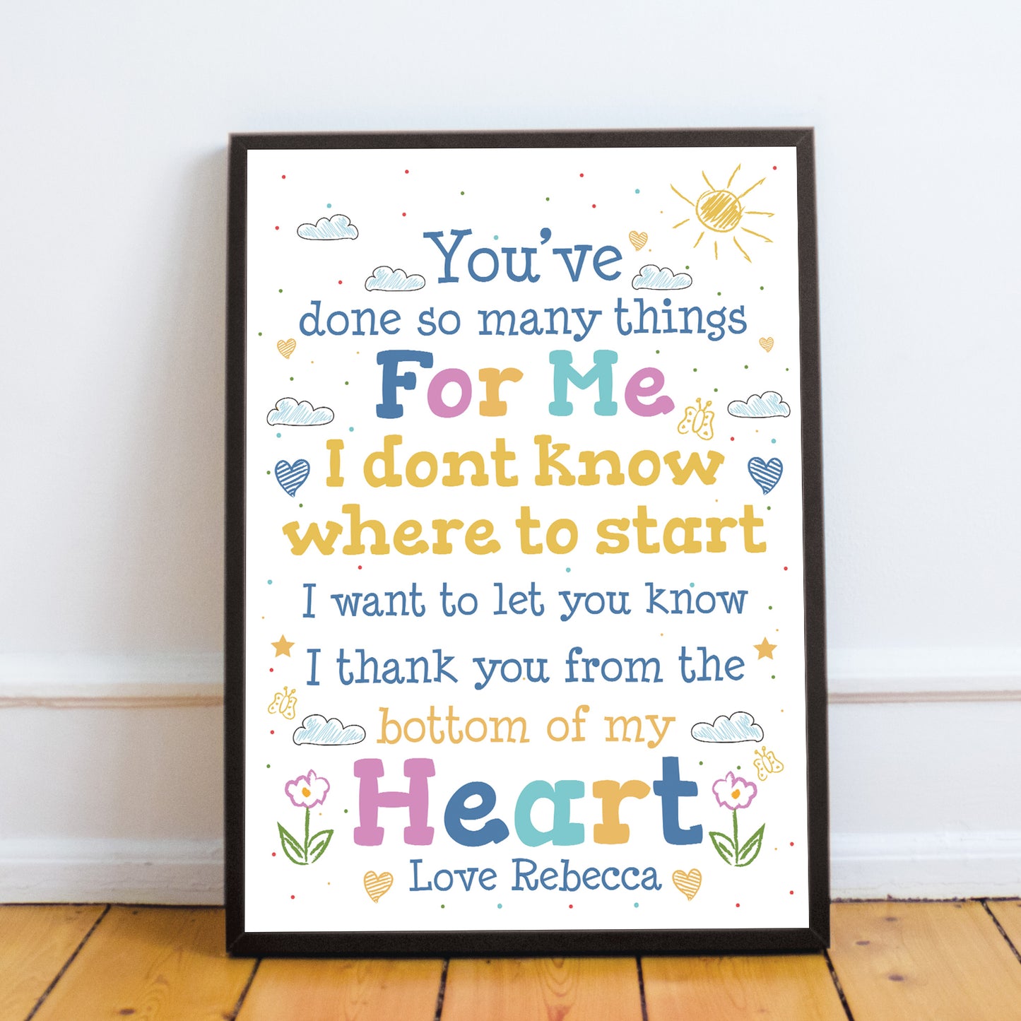 Special Thank ou Gift Framed Poem Print Teacher Mentor Volunteer