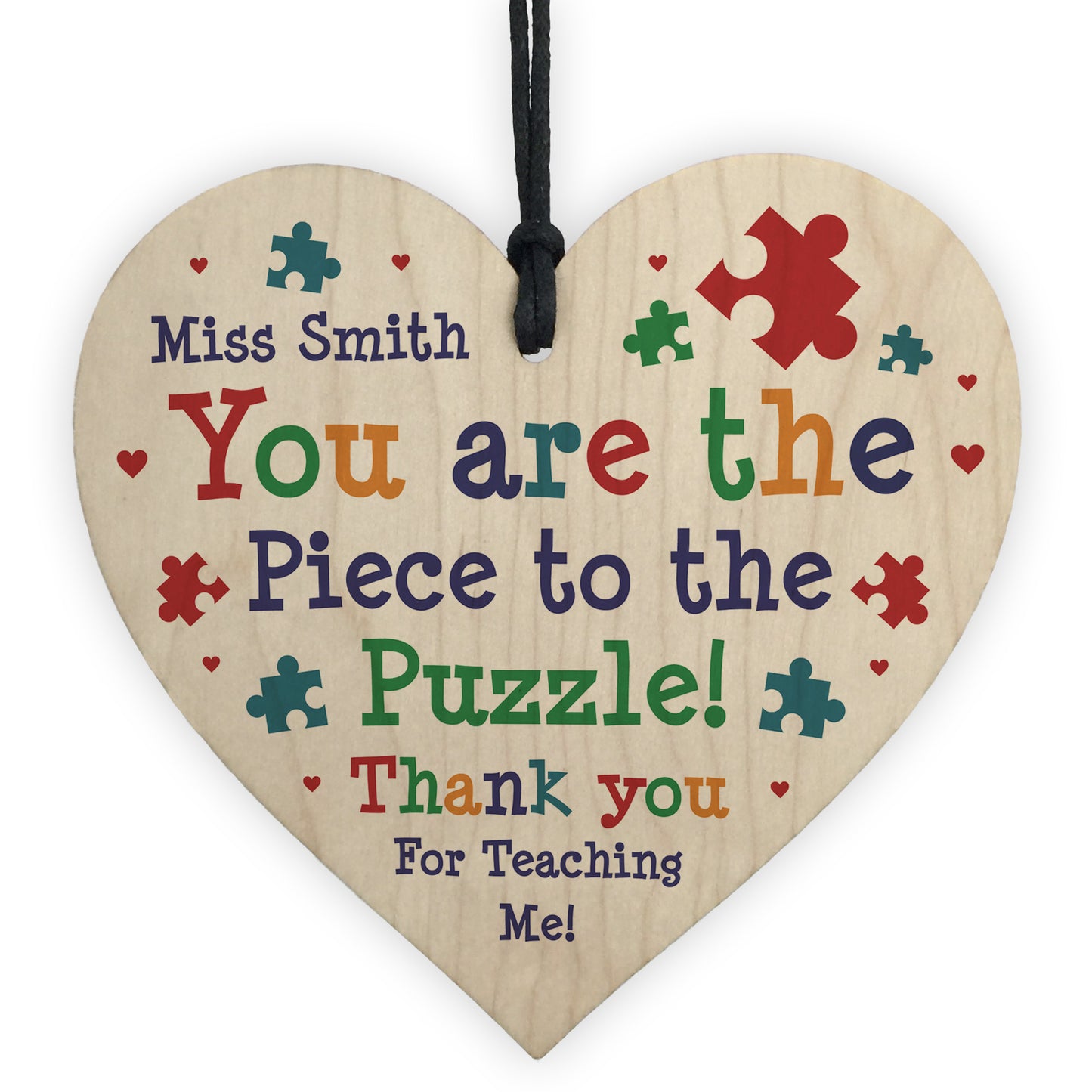 Teacher Thank You PERSONALISED Wood Heart Gift For Teacher