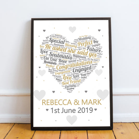 PERSONALISED Engagement Gifts Framed Print Engagement Presents