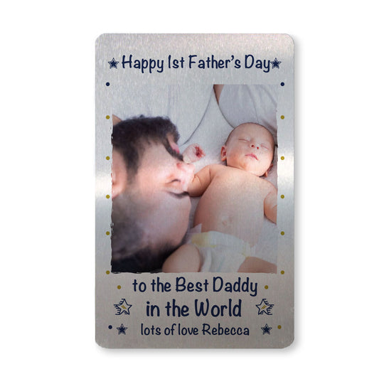 Personalised 1st Fathers Day Gift For Dad Metal Wallet Insert