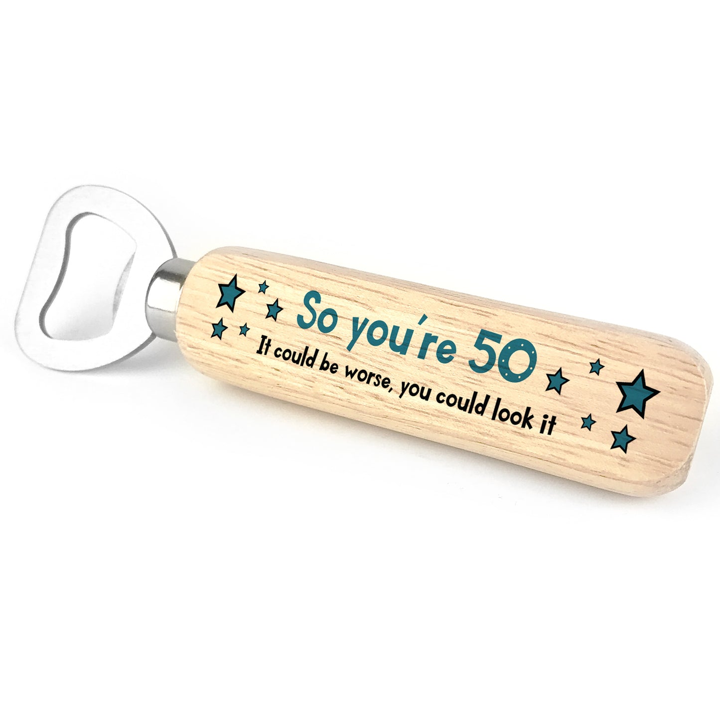 Funny 50th Birthday For Him Her Wooden Bottle Opener Decor