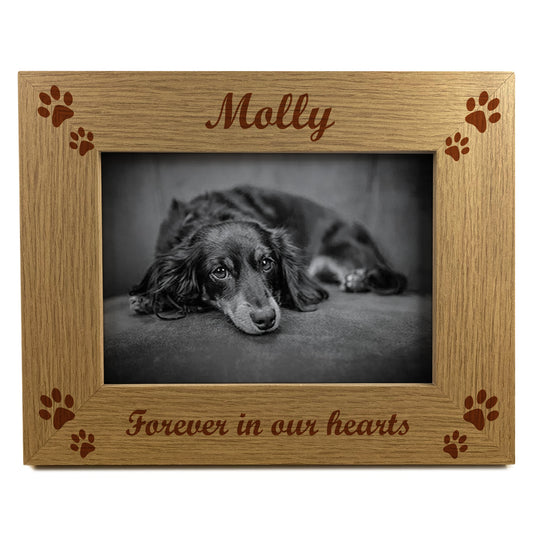 Personalised Forever In Our Hearts Photo Frame Dog Cat Memorial