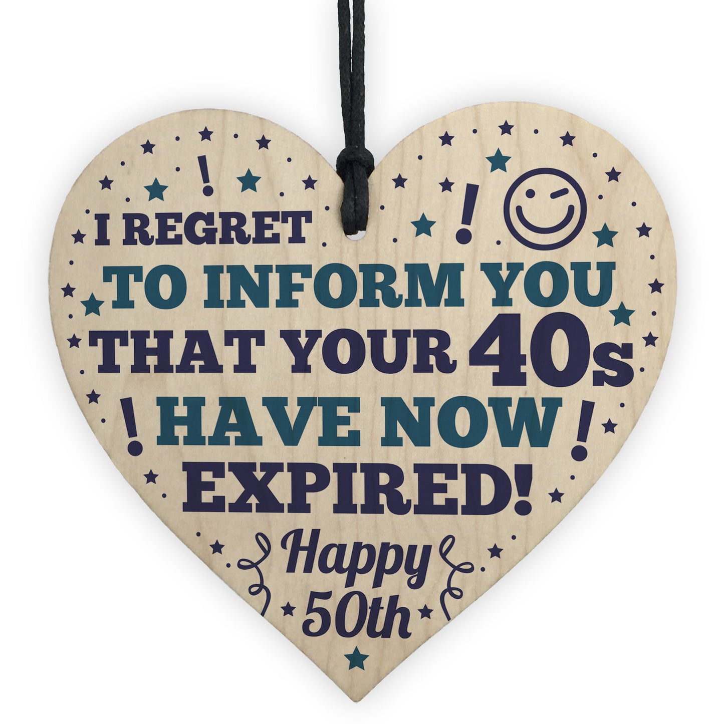 Novelty 50th Birthday Gifts For Mum Dad Brother Wood Heart