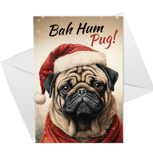 Bah Hum Pug Christmas Card Funny Christmas Card For Mum Dad