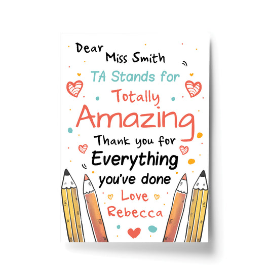 Personalised Thank You Gift For Teaching Assistant Print Leaving