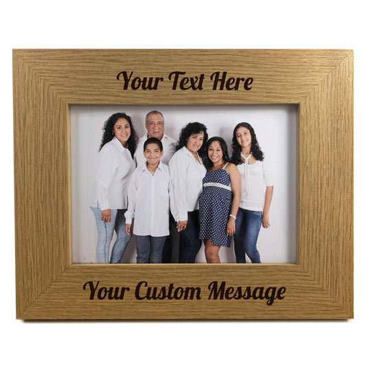 Personalised Oak Wooden Photo Frame Custom Any Text
