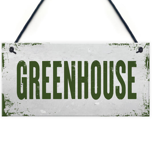 Shabby Chic Greenhouse Sign Hanging Wall Plaque Garden Shed Sign