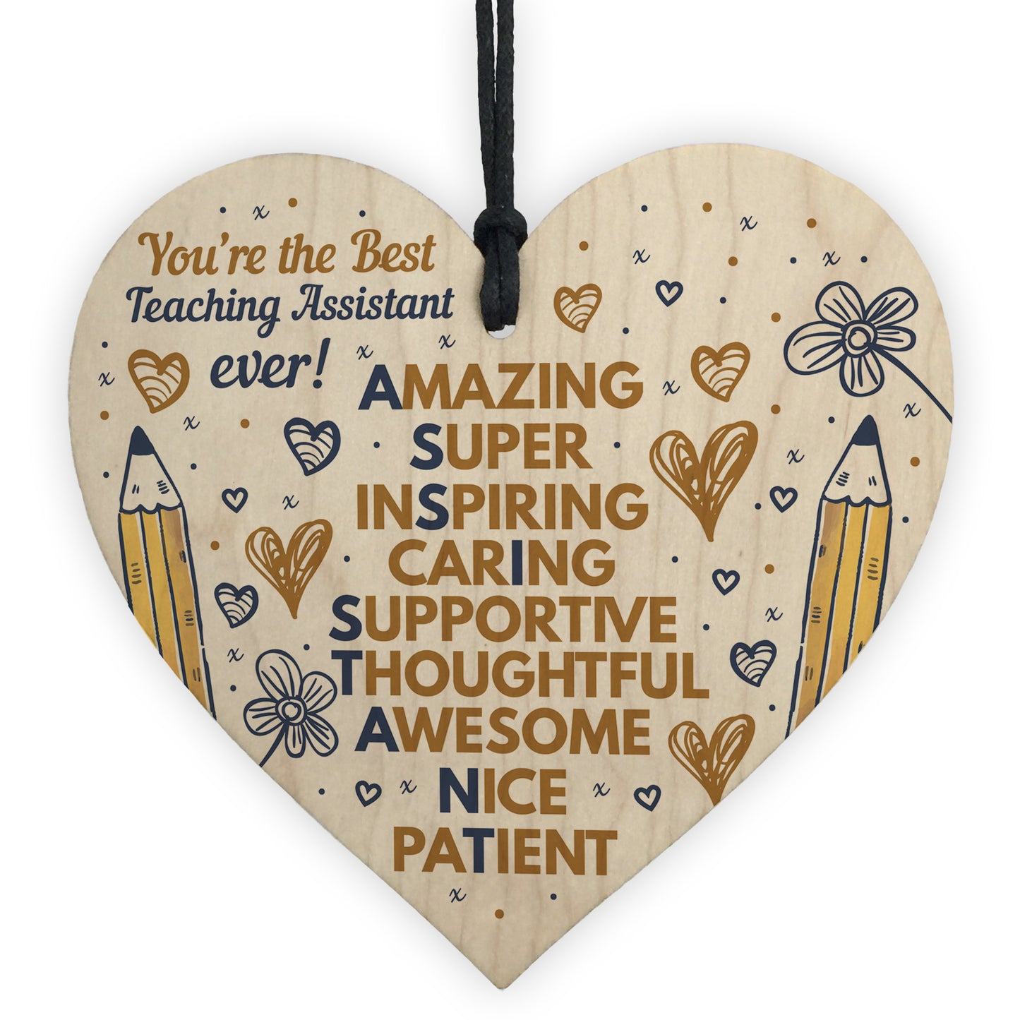 Teacher Teaching Assistant Gifts Wood Heart Nursery Pre School