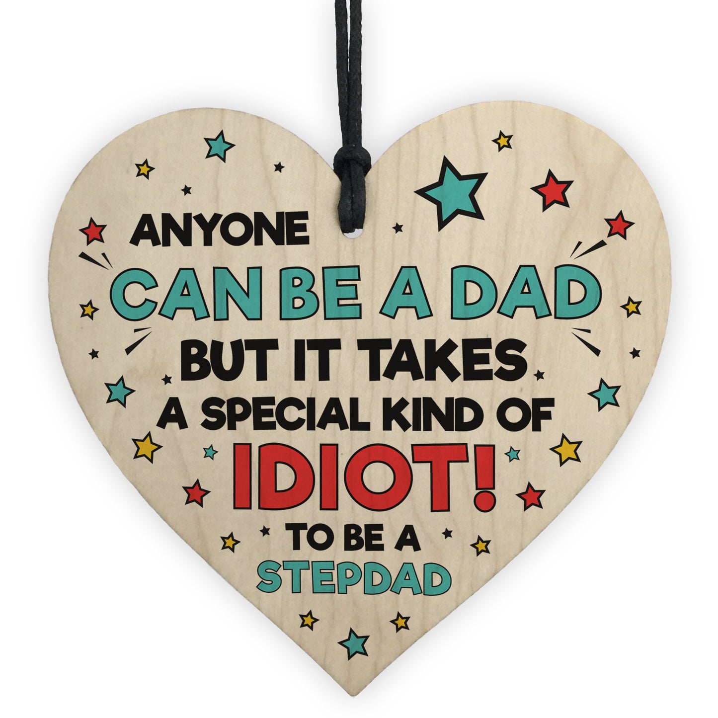 Funny Rude Fathers Day Gift for Step Dad Wooden Heart Plaque