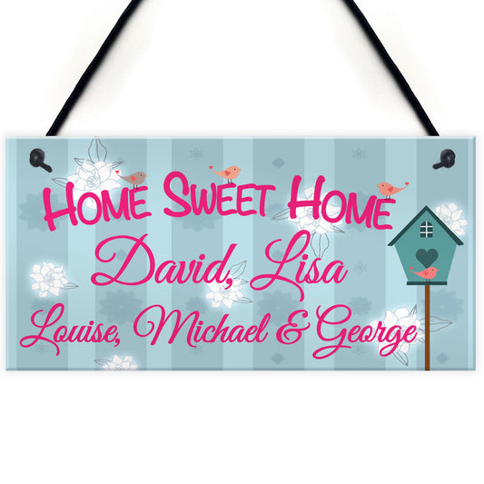 Personalised Home Sweet Home Hanging Plaque Sign Gift