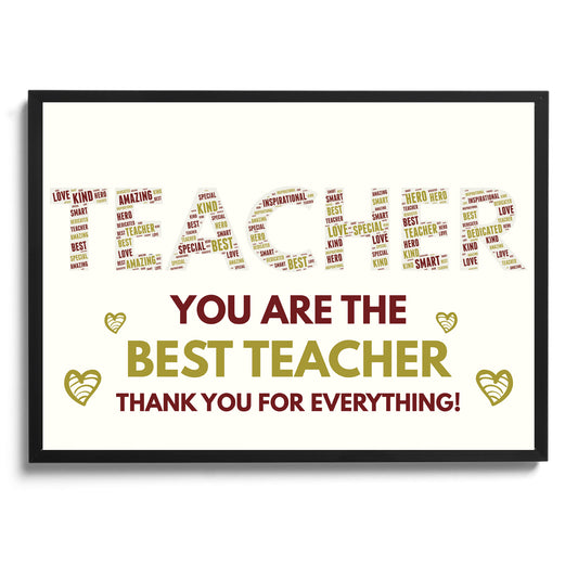 Thank you Teacher Gift Word Art Print Poem School Nursery Gift