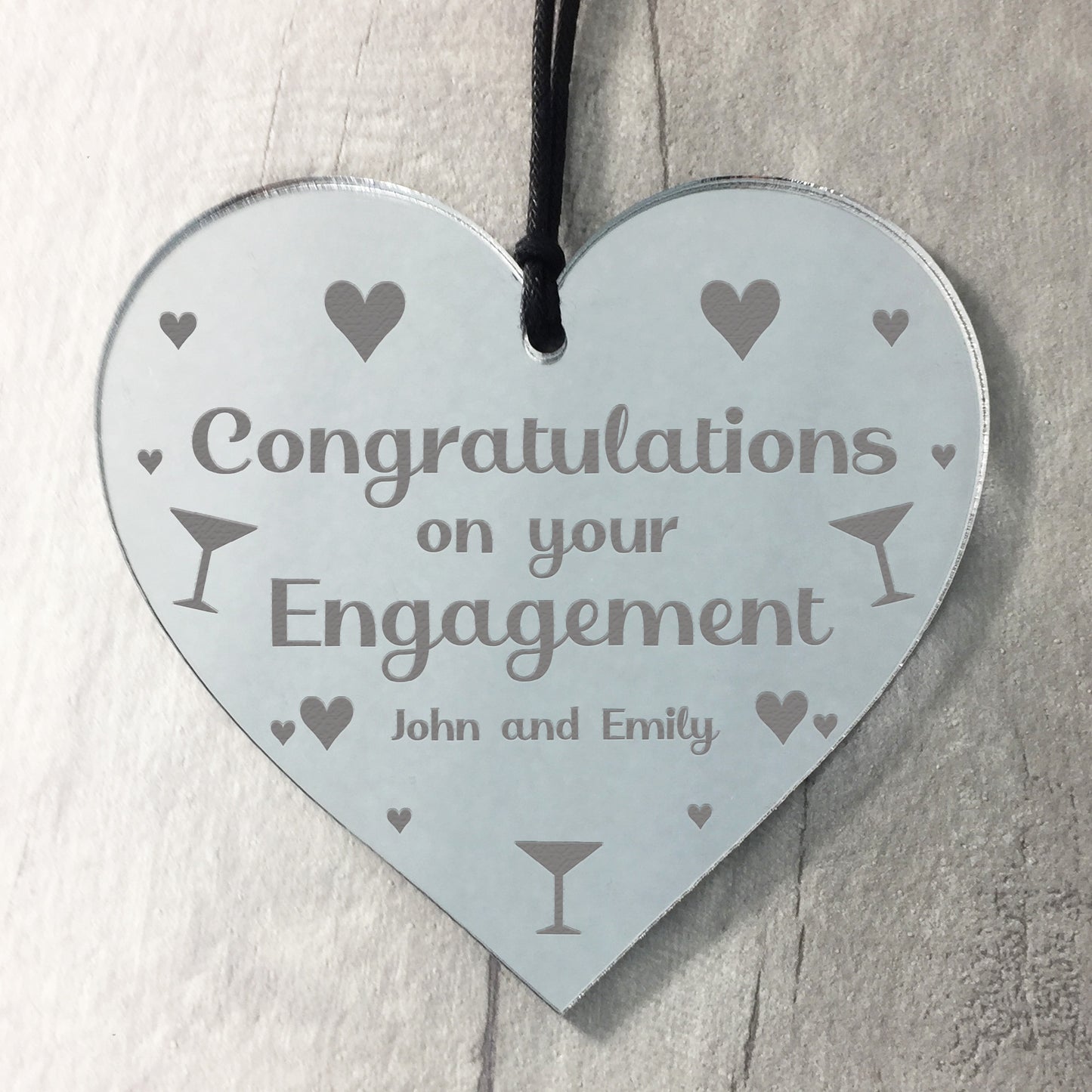 Personalised Engagement Gift For Couple Engraved Heart