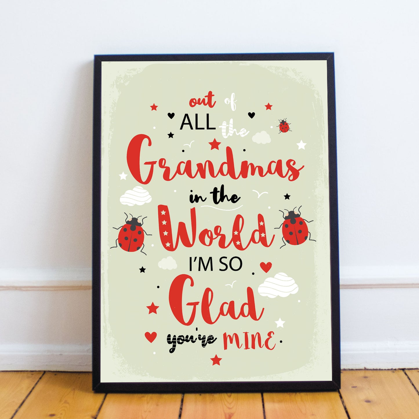 FRAMED Print Grandma Birthday Gift From Granddaughter Grandson