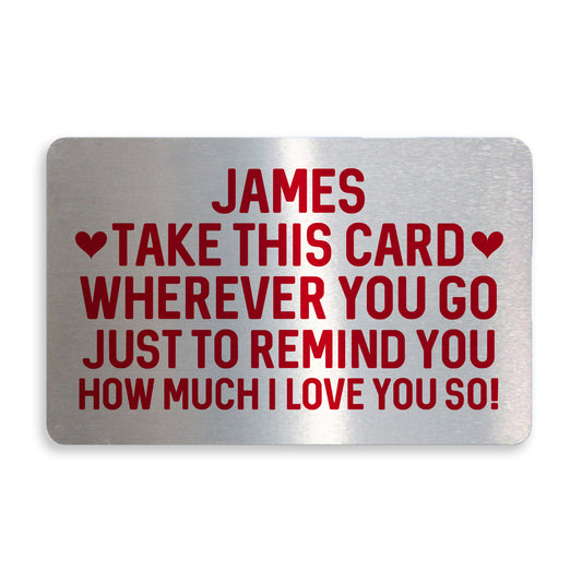 Personalised Love You Metal Card Birthday Xmas Gift For Him