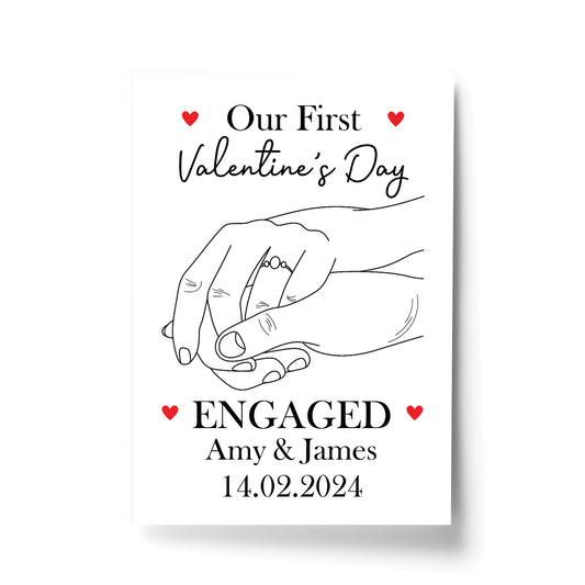 1st Valentines Day Engaged Personalised Print Gifts for Him Her