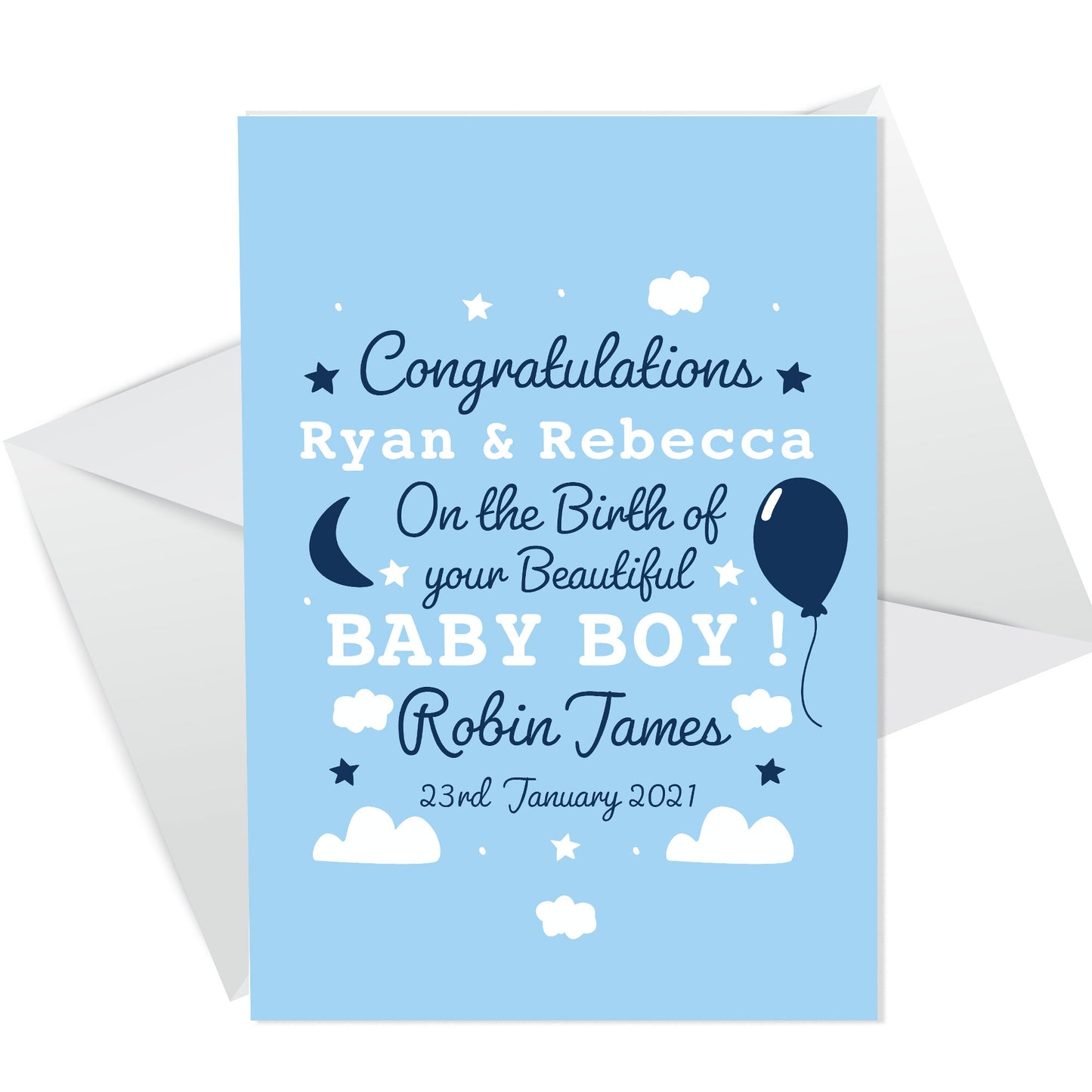 Personalised New Baby Boy Card Congratulations Parents Card