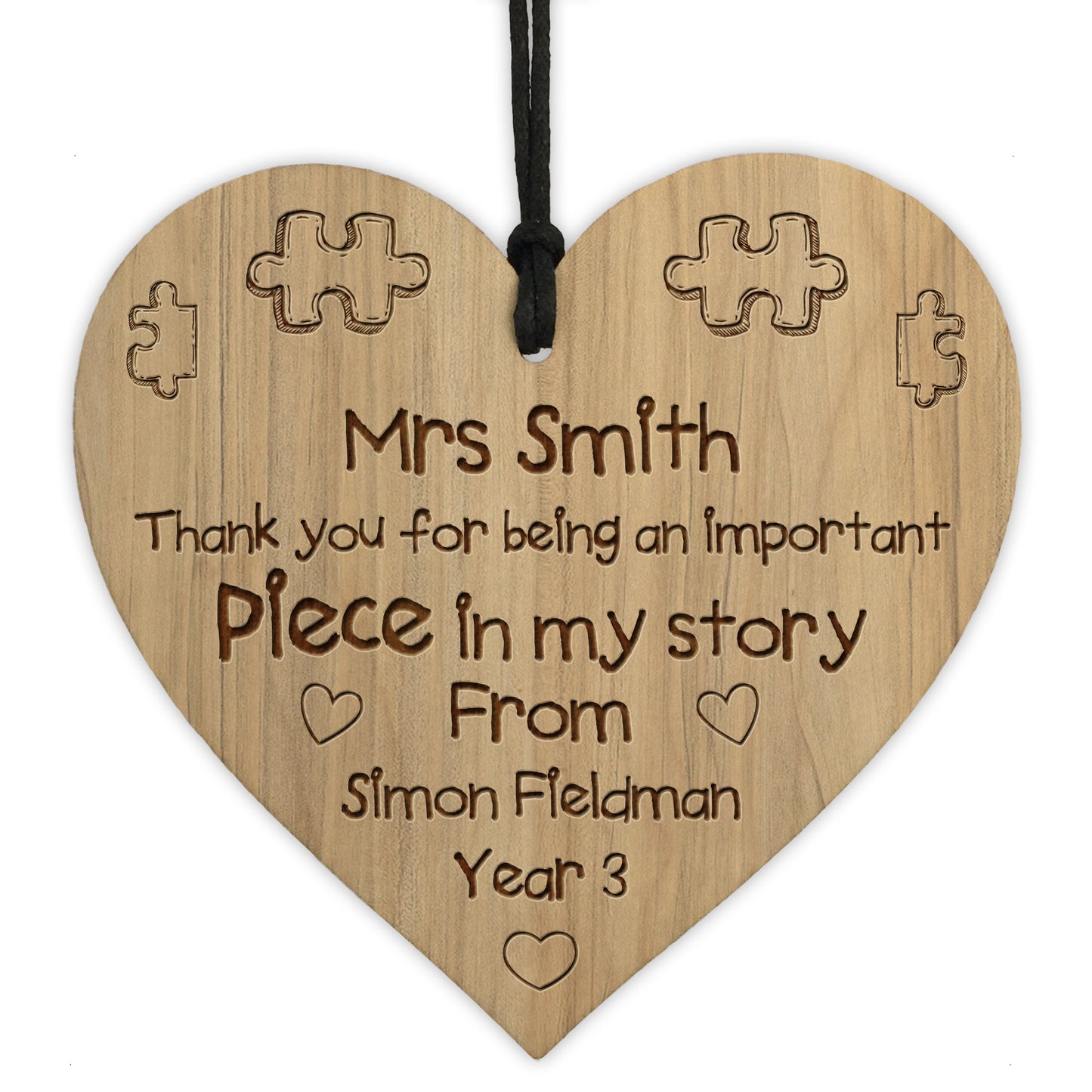 Thank You Piece In My Story Gift For Teacher Personalised Heart