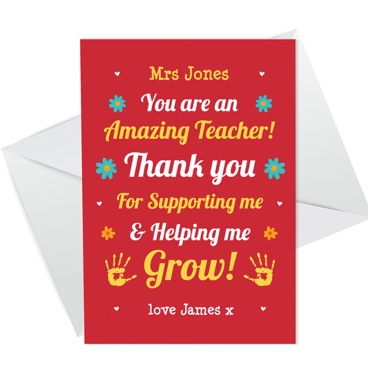 Thank You Teacher Card Personalised AMAZING Teacher Cards