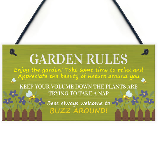 Garden Rules Hanging Garden Outdoor DecorSign Gardening