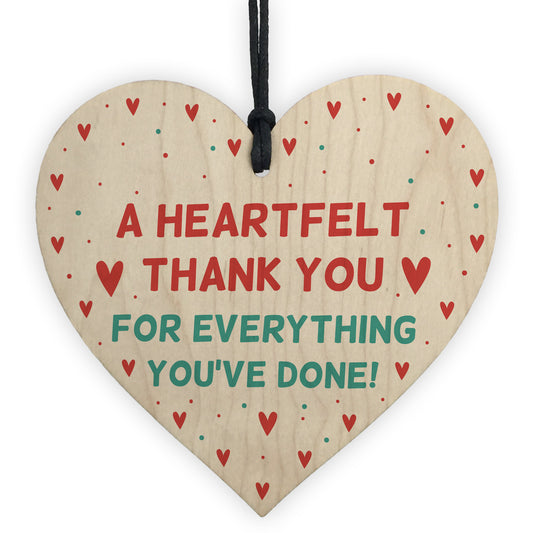 Gift For Teacher Nurse Carer Volunteer Wooden Heart Thank You