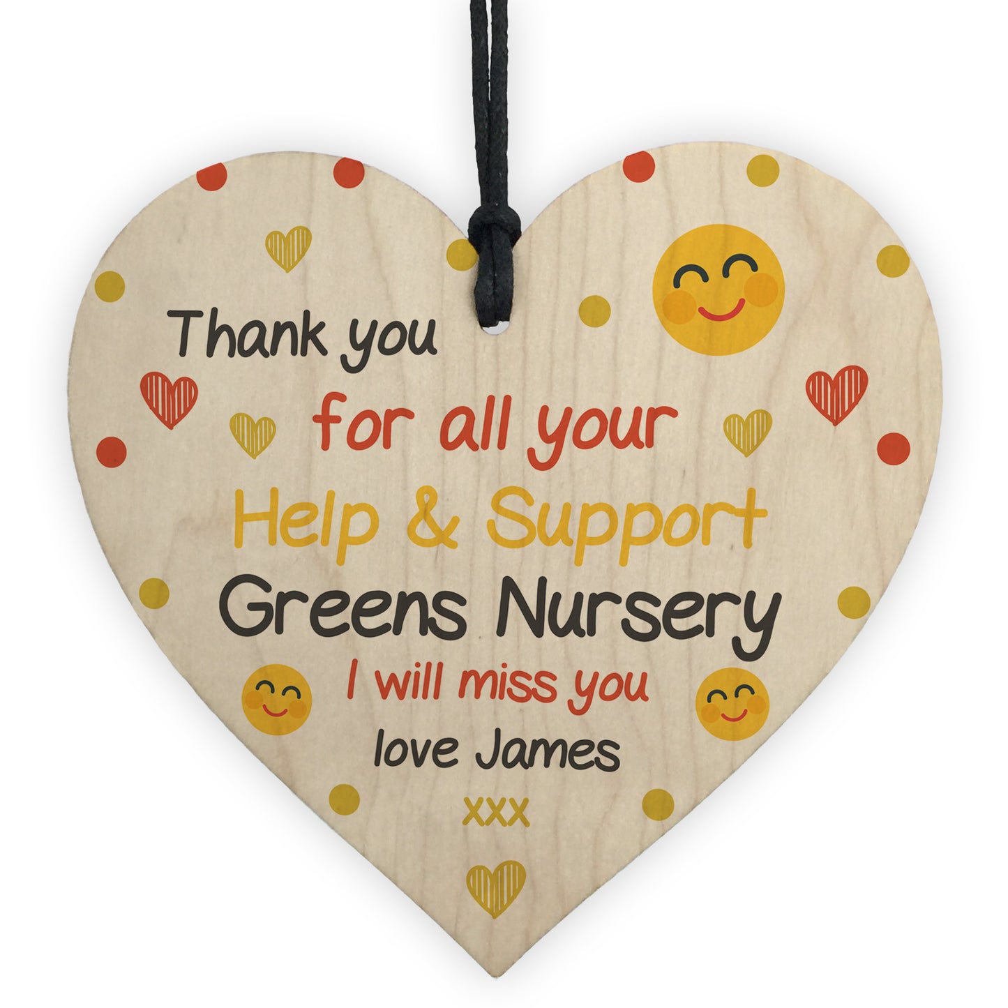 Thank You Gift For Nursery School Personalised Wood Heart