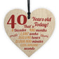 Novelty 40th Birthday Gift Wooden Heart Plaque Friendship Gift