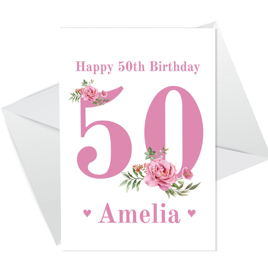 Personalised 50th Birthday Card Auntie Mum Sister Granddaughter
