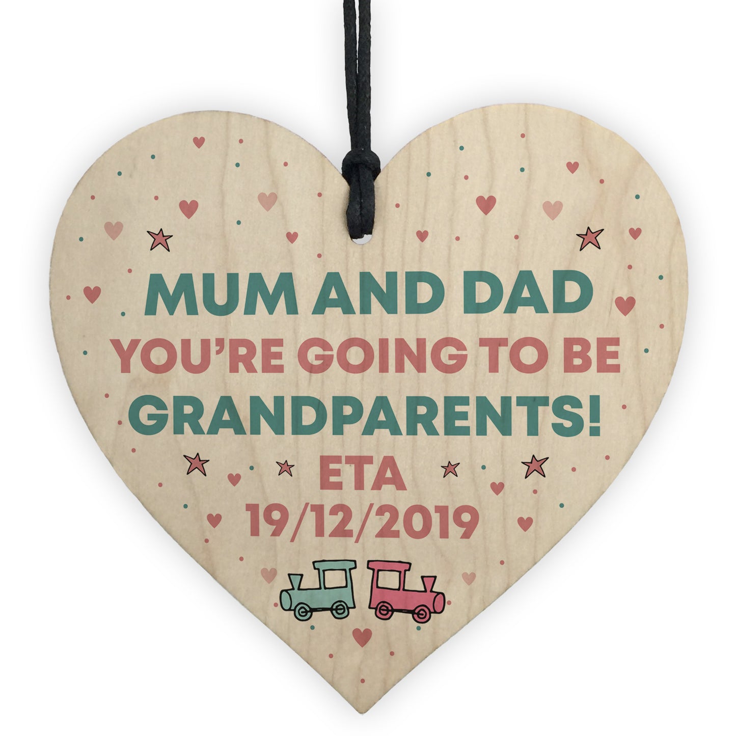 Baby Pregnancy Annoucement Card Wood Heart Gift For Grandparents