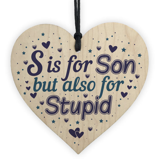 Novelty Gift For Son Wooden Heart Hilarious Funny Birthday Gift