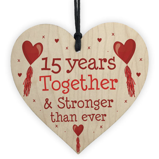 15th Anniversary Gift Wood Heart Perfect Gift For Husband Wife