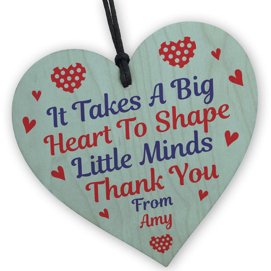 Personalised Teacher Gift Wood Heart Novelty Thank You Gift