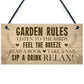 Garden Rules Sign Hanging Door Wall Plaque Outdoor Plaques