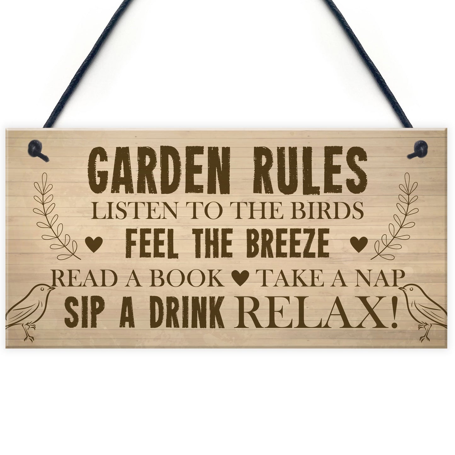 Garden Rules Sign Hanging Door Wall Plaque Outdoor Plaques