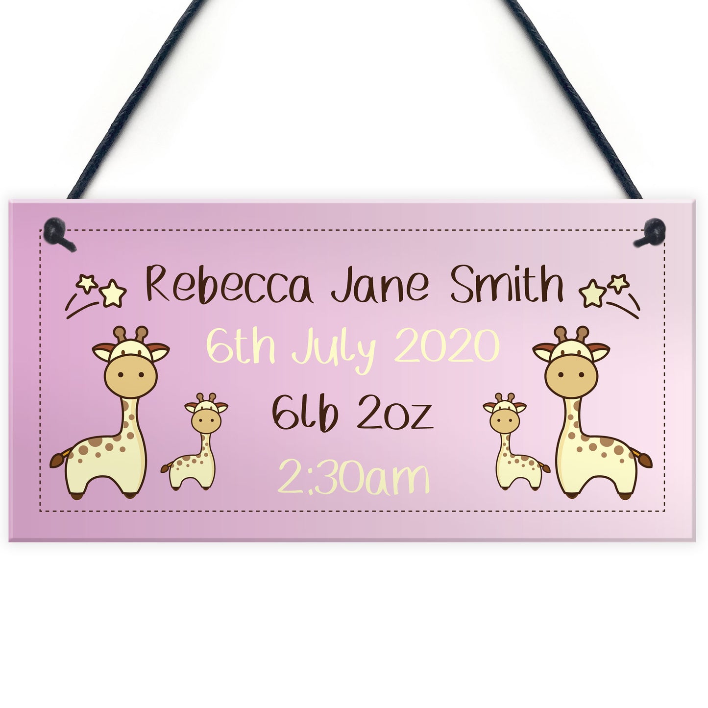 Baby Girl Nursery Sign Birth Details PERSONALISED Newborn Baby