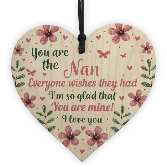 Nan Nanny Gift Wooden Sign Heart Gift For Birthday Mothers Day