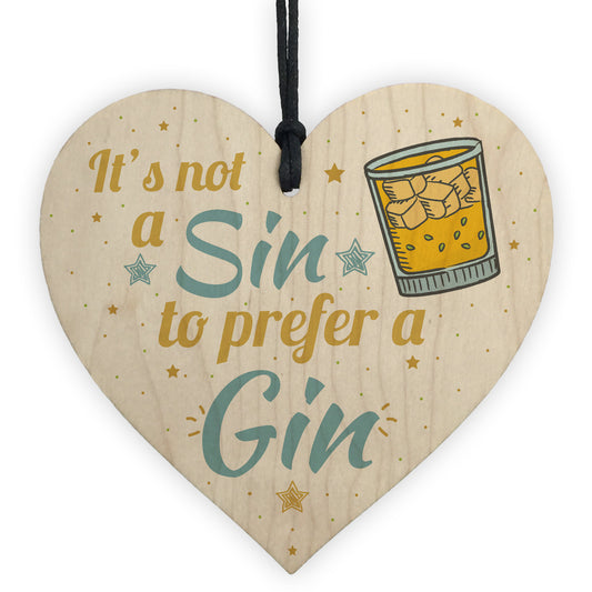 Gin Sign Wood Hanging Heart Plaque Kitchen Alcohol Gift Garden