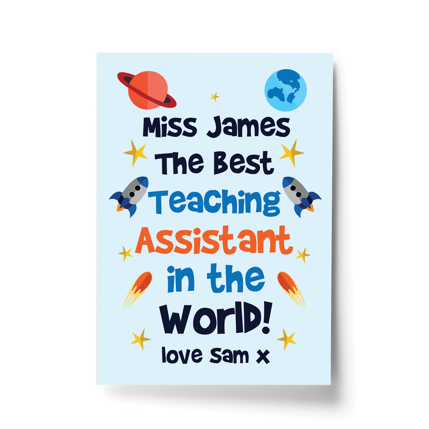 Personalised Teaching Assistant Gift Space Print Thank You