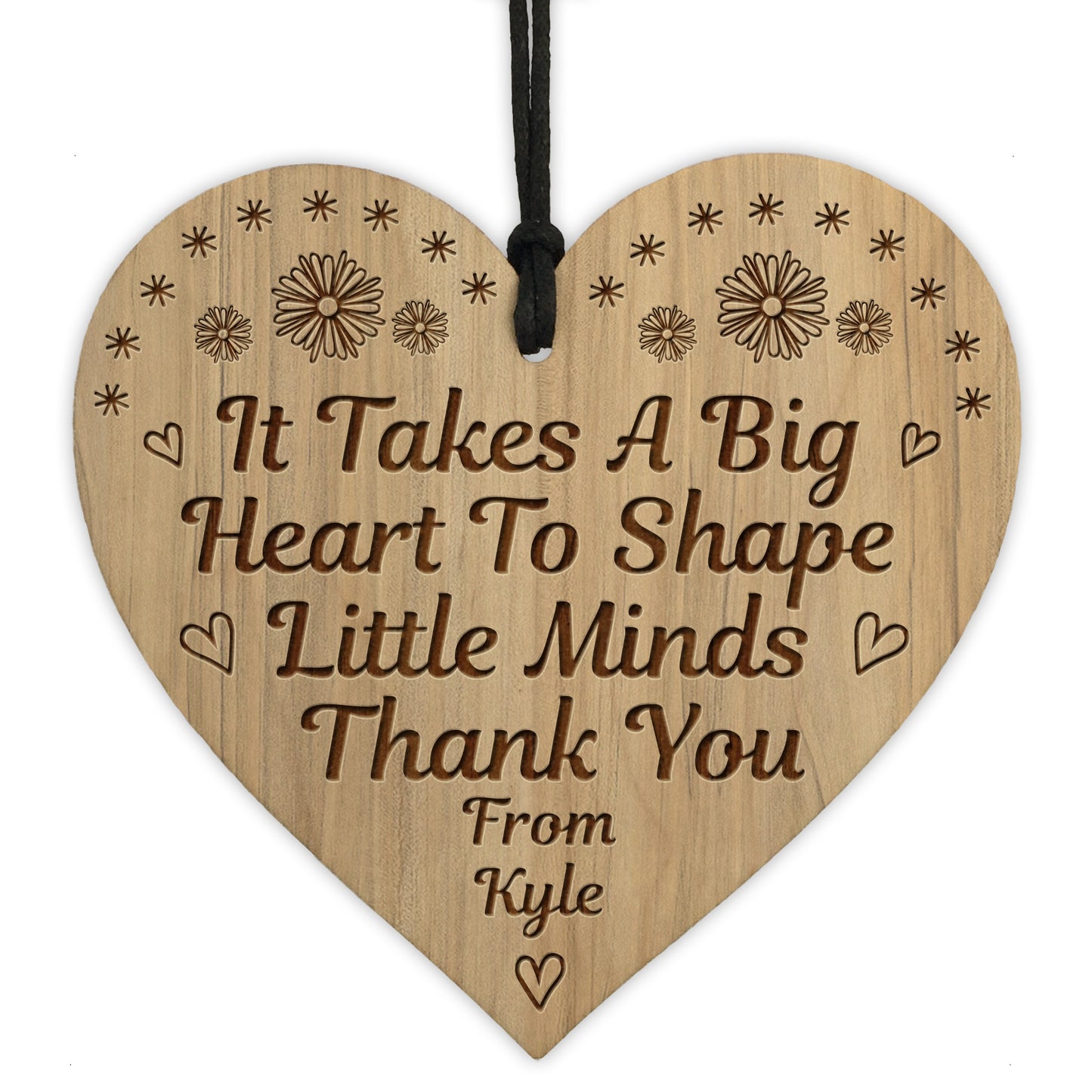 Personalised Teacher Gift Wood Engraved Heart Novelty Thank You