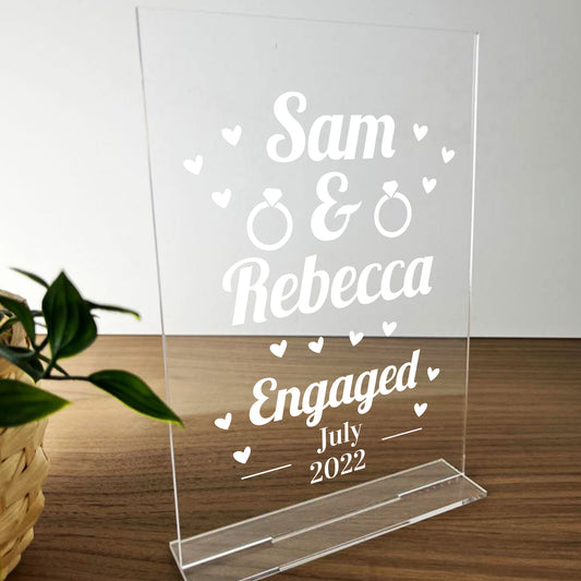 Personalised Engagement Gift Standing Plaque Gift For Him Her