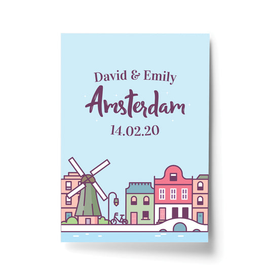 Personalised Amsterdam Print Holiday Reveal Travel Gift