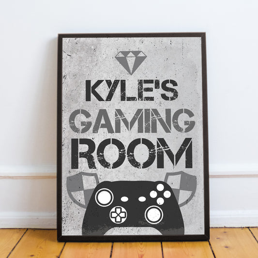 Personalised Bedroom Sign Boys Bedroom Wall Art Gamer Gift