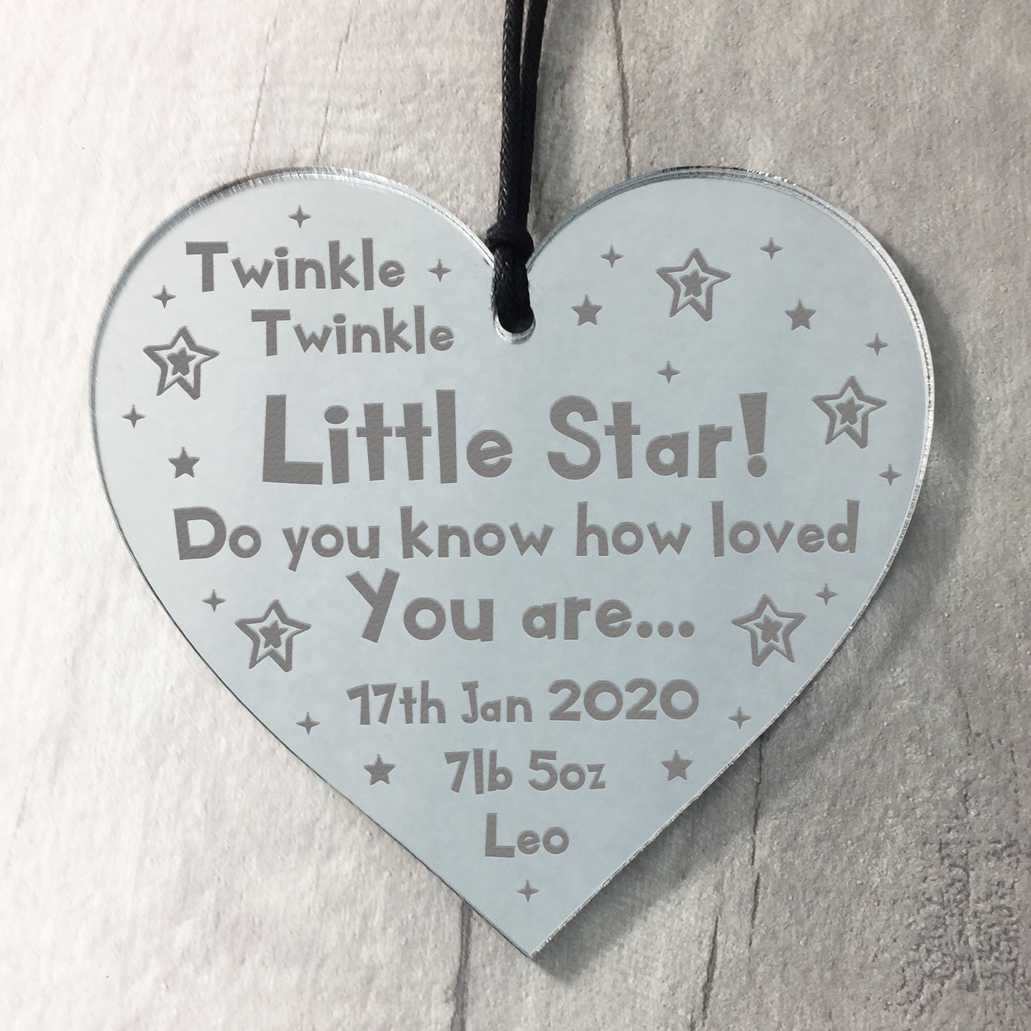 Newborn Baby Gift Personalised Engraved Heart Baby Girl Boy