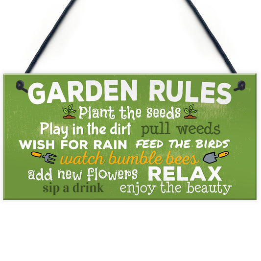 Garden Rules Relax Novelty Plaques SummerHouse Sign Garden