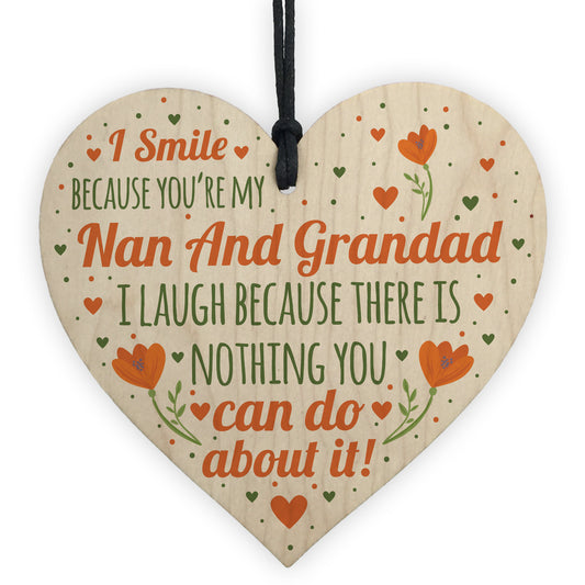 Nan and Grandad Birthday Christmas Card Gift Wood Heart Bauble
